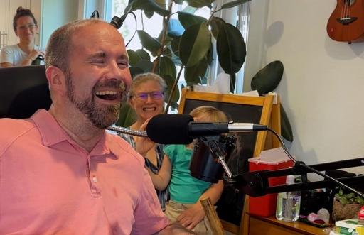 Casey Harrell using a brain-computer interface that enables him to speak